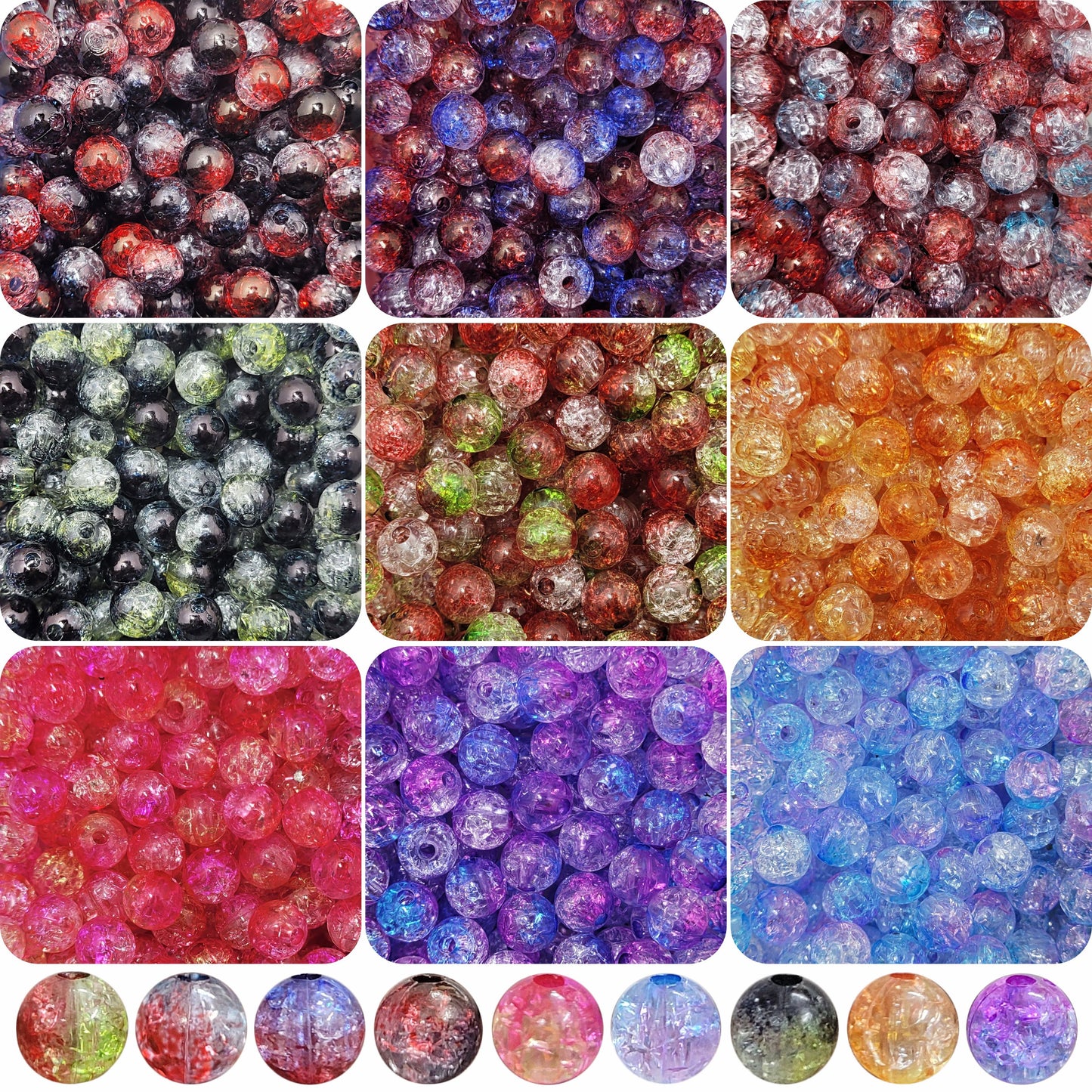 8mm Dual Shade Crackle Beads Set