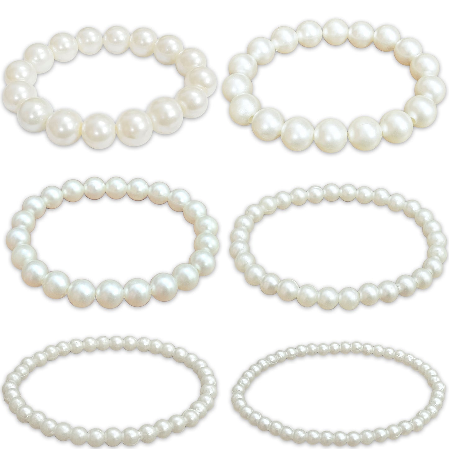 Off-White Glass Pearl Bracelet Set for Women & Girls
