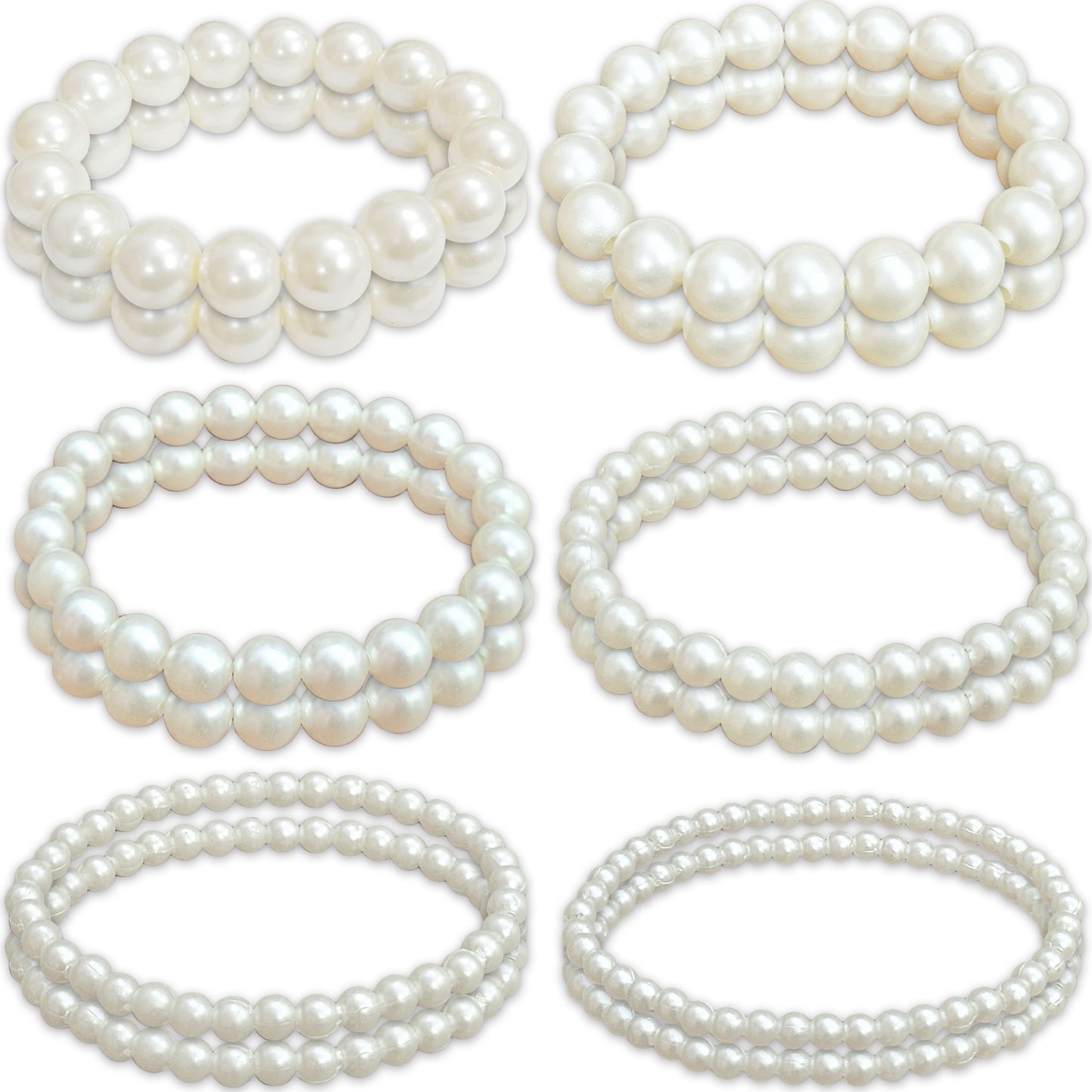 Off-White Glass Pearl Bracelet Set for Women & Girls