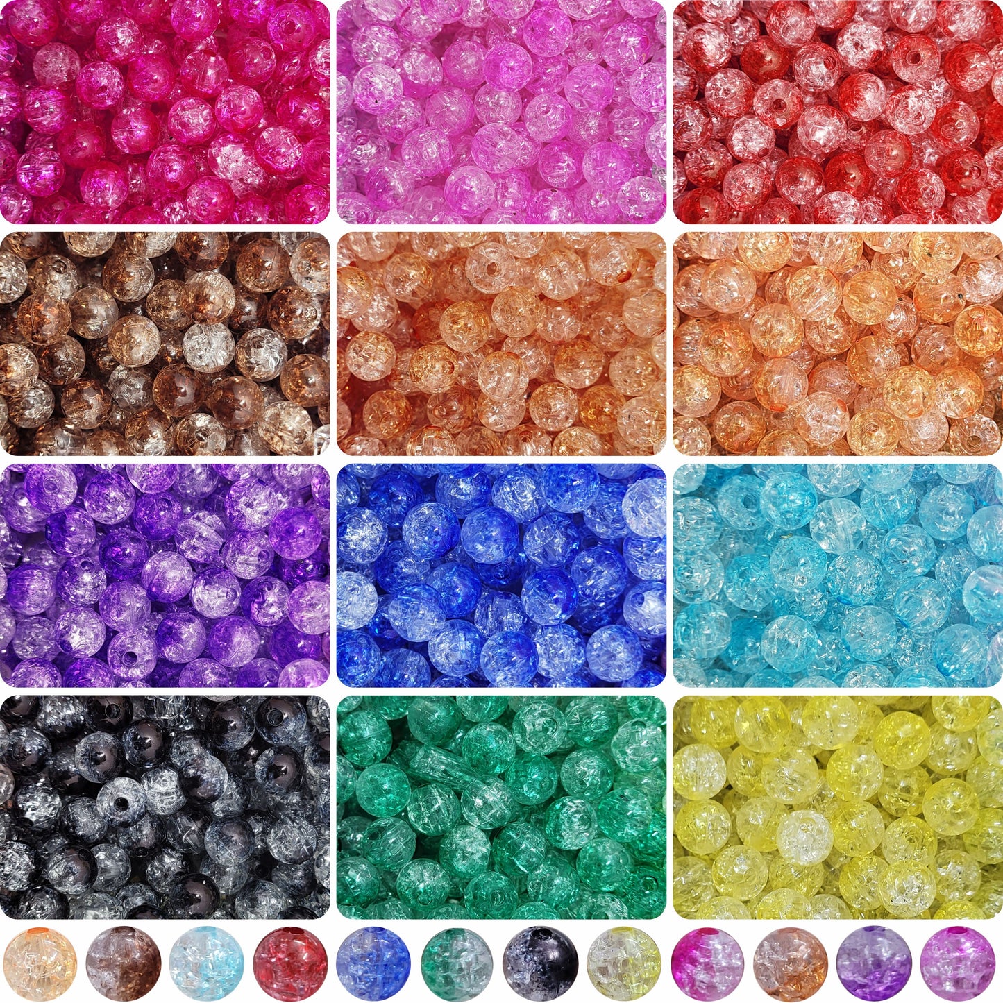 8mm Crackle Beads Combo Set