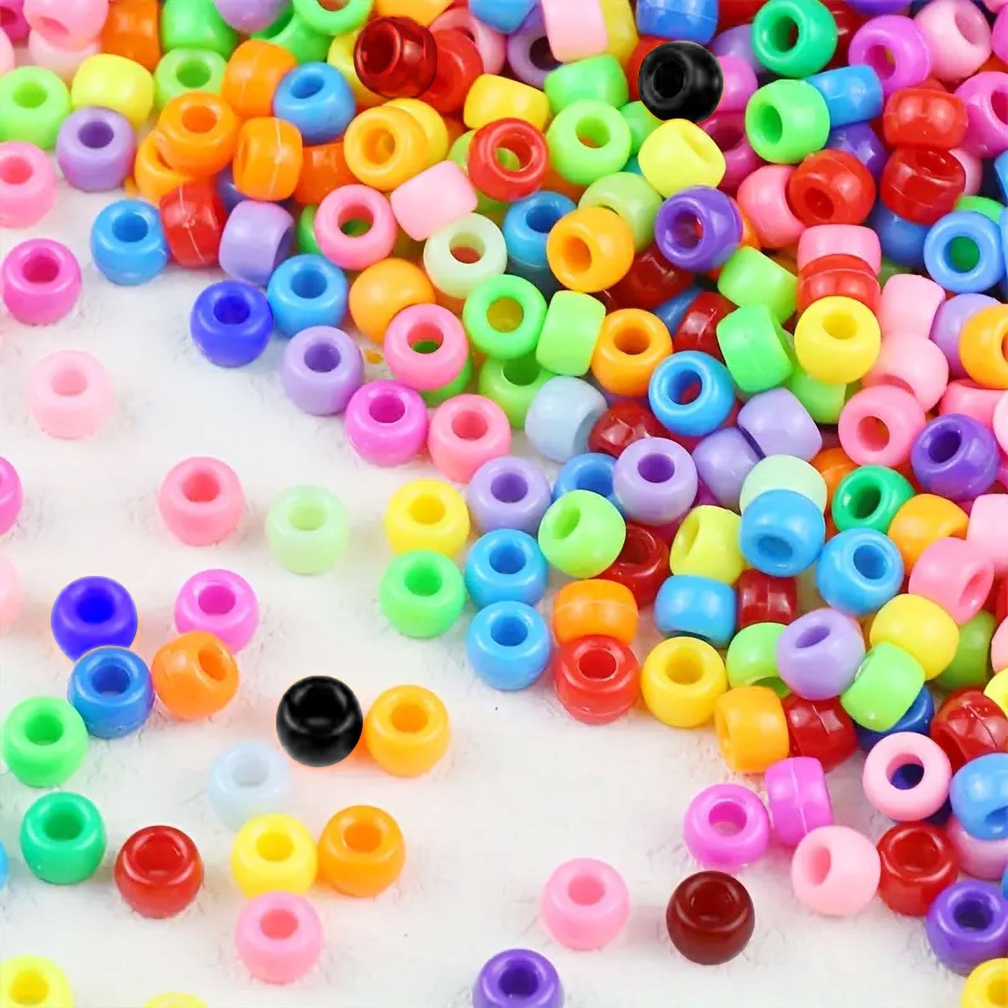 Round Pony Acrylic Plastic Multicolor Beads