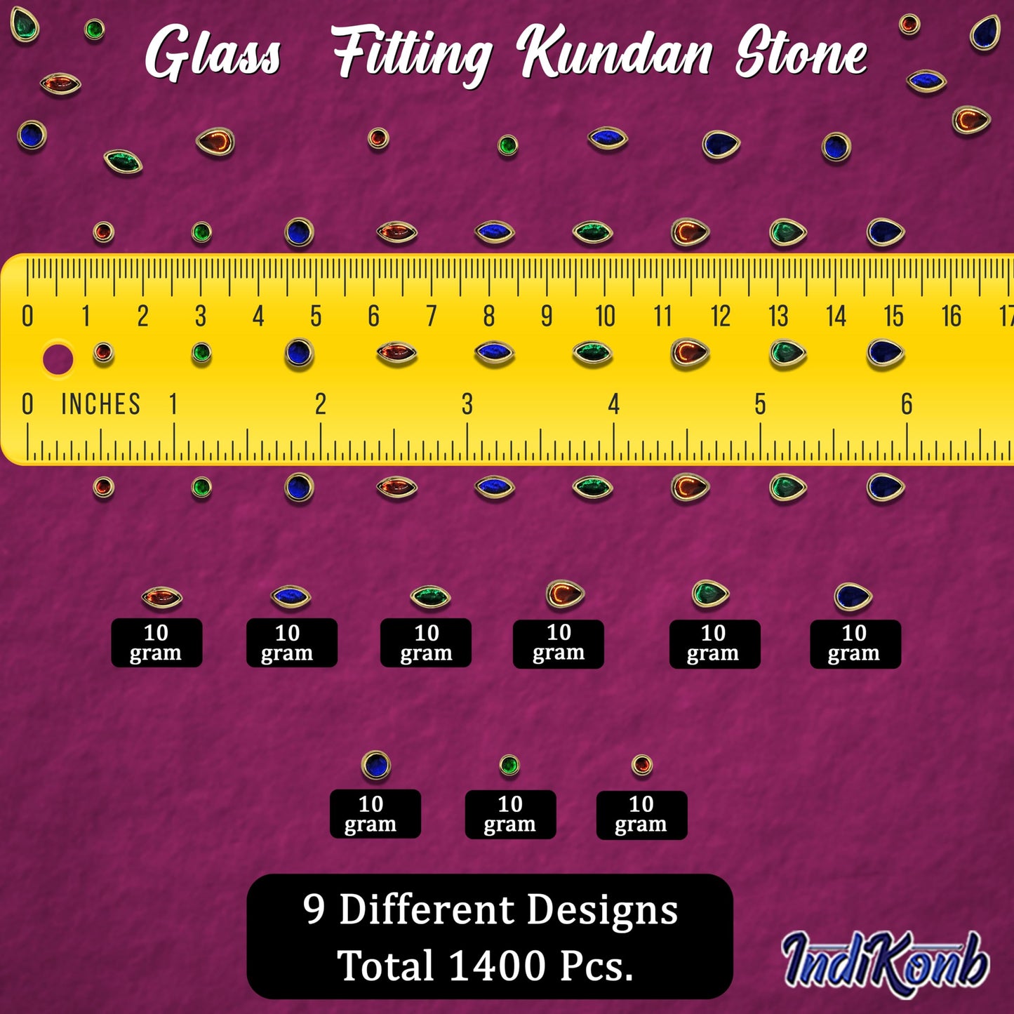 Kundan Stone Multicolour Set – 9 Assorted Designs