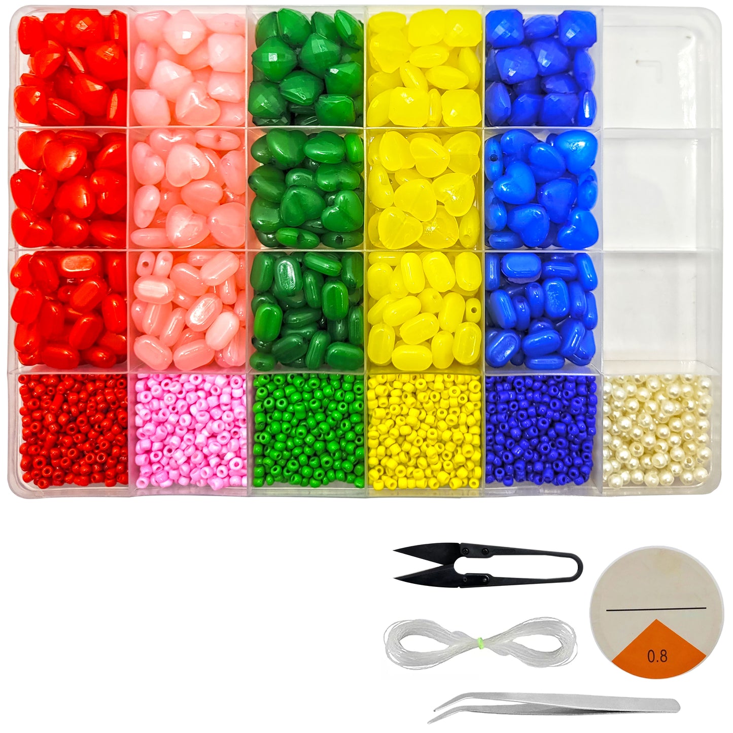 Opaque, Heart & Tablet Plastic Beads Set with Storage Organizer