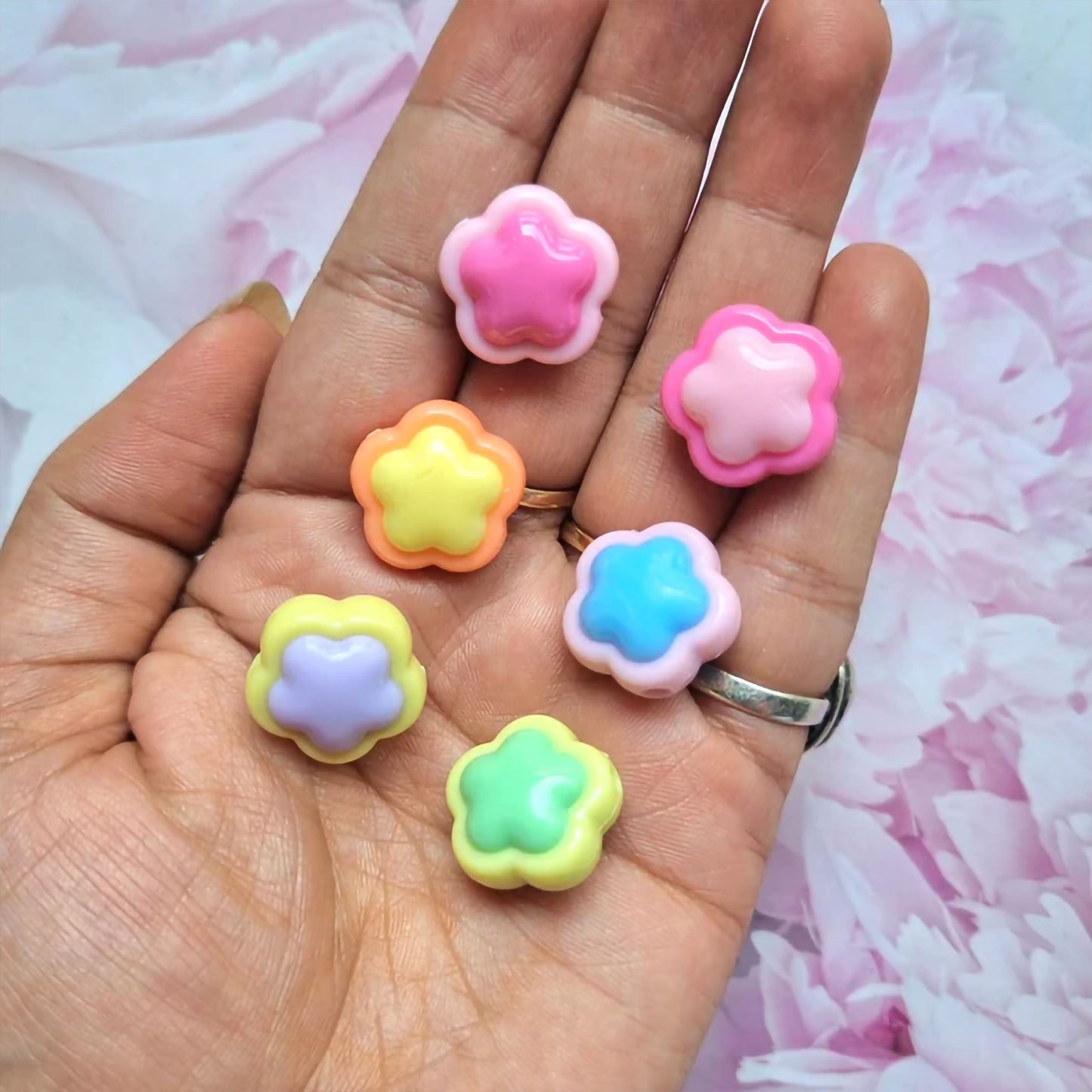 Multicolour Matte Beads- Cloud Flower Beads