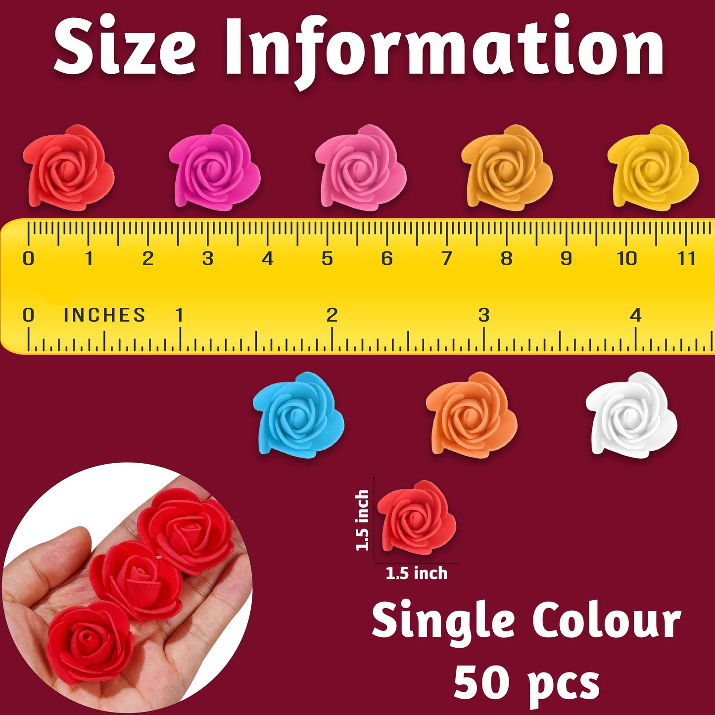 50 Pcs Artificial Foam Rose Flowers