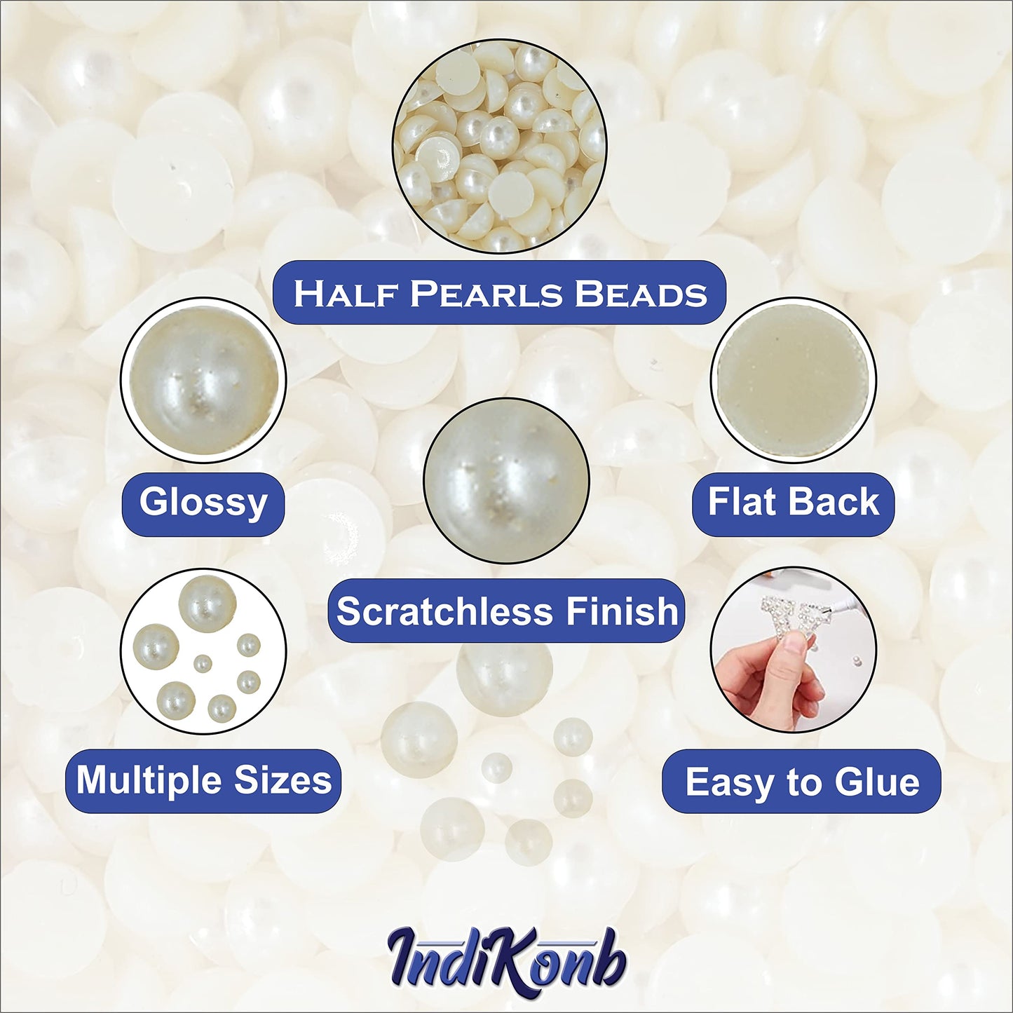 Cream Half Cut Acrylic Pearls for Jewelry & Craft Projects