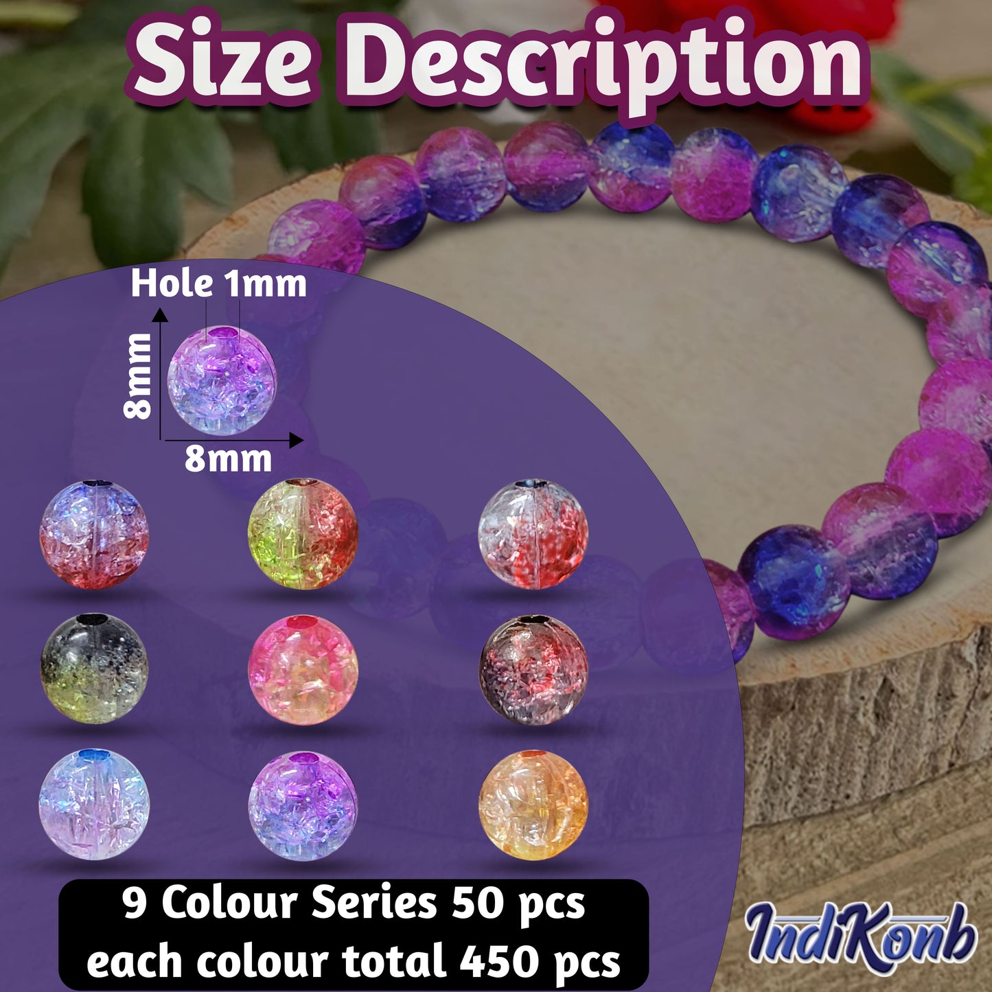 8mm Dual Shade Crackle Beads Set