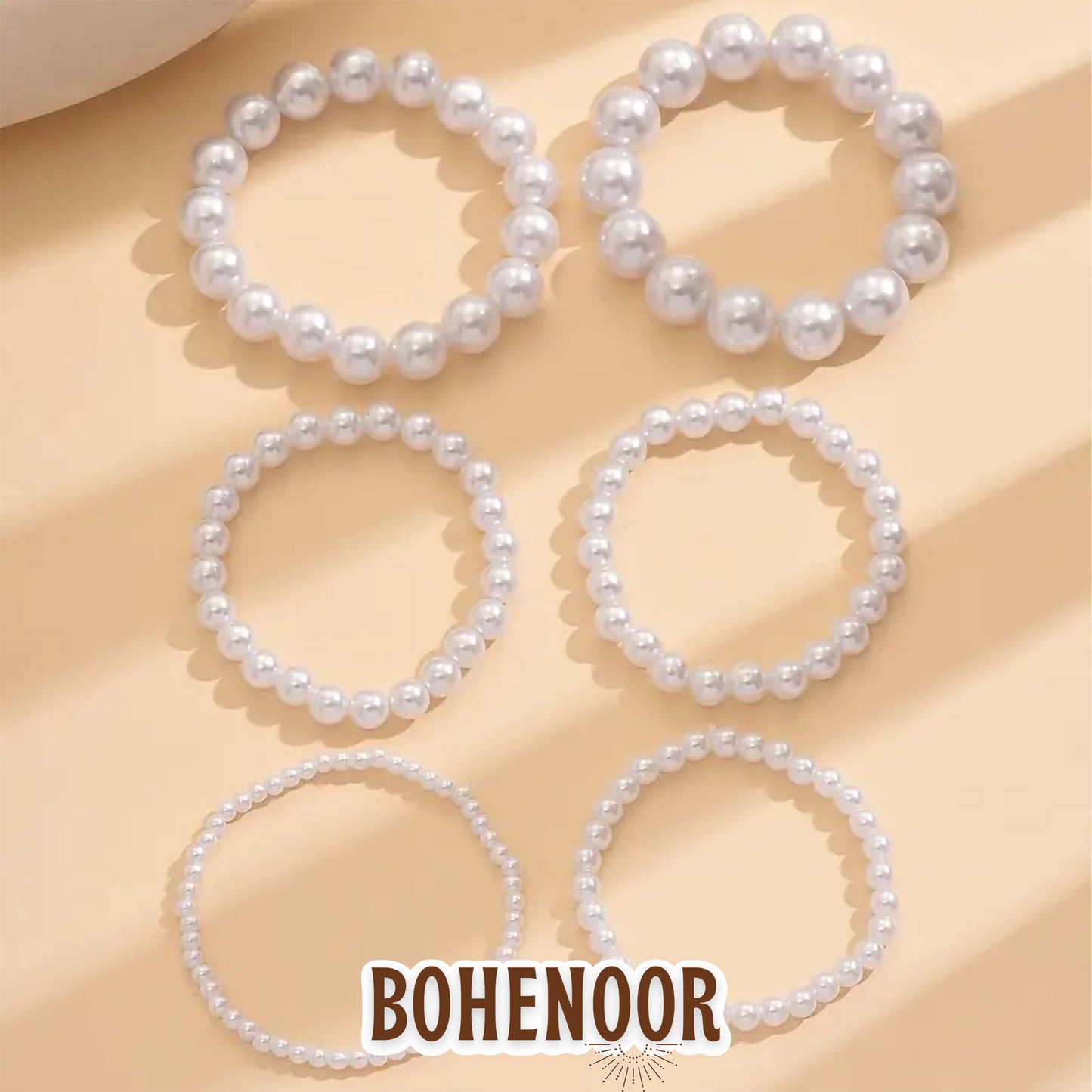 Off-White Glass Pearl Bracelet Set for Women & Girls