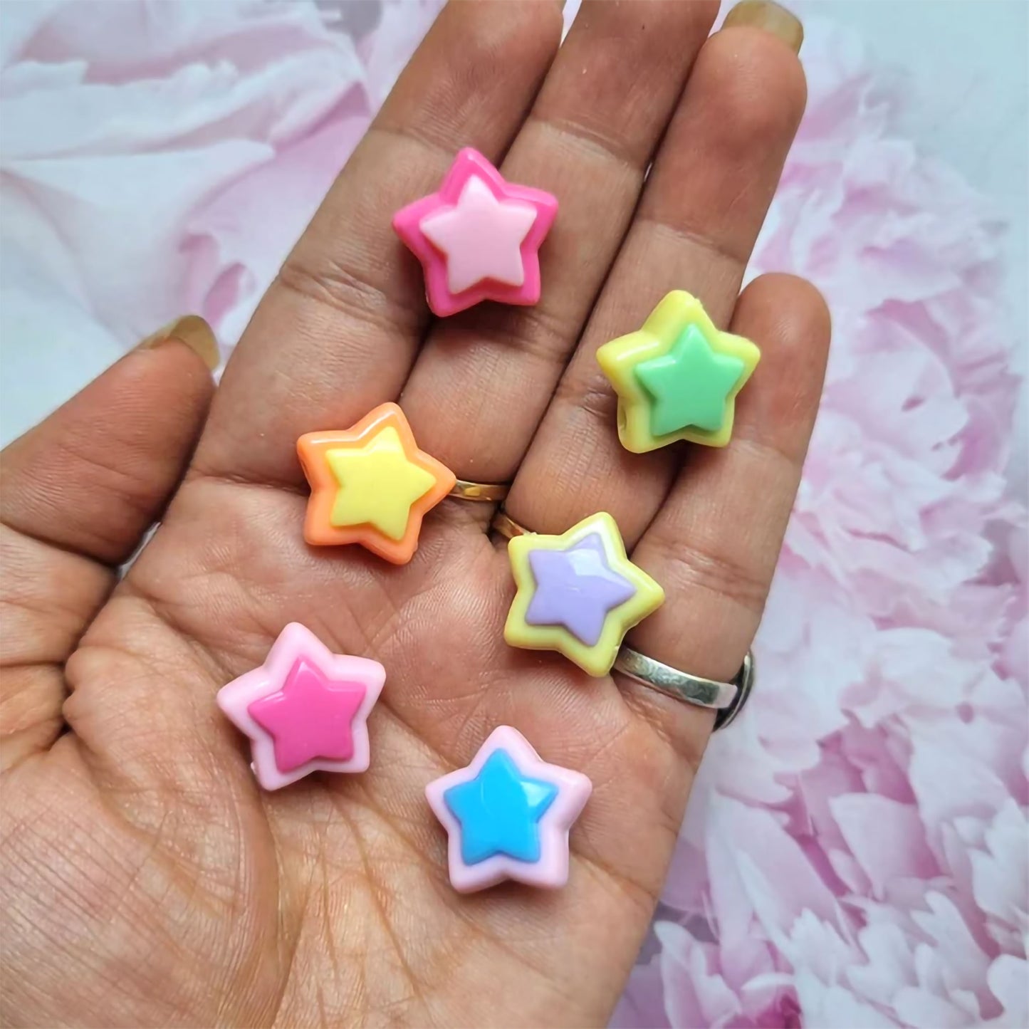 Multicolour Matte Beads- Star Beads