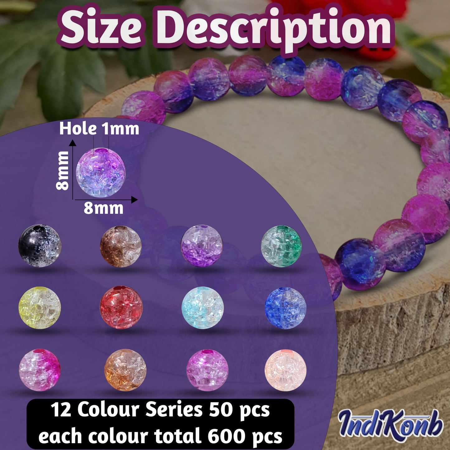 8mm Crackle Beads Combo Set