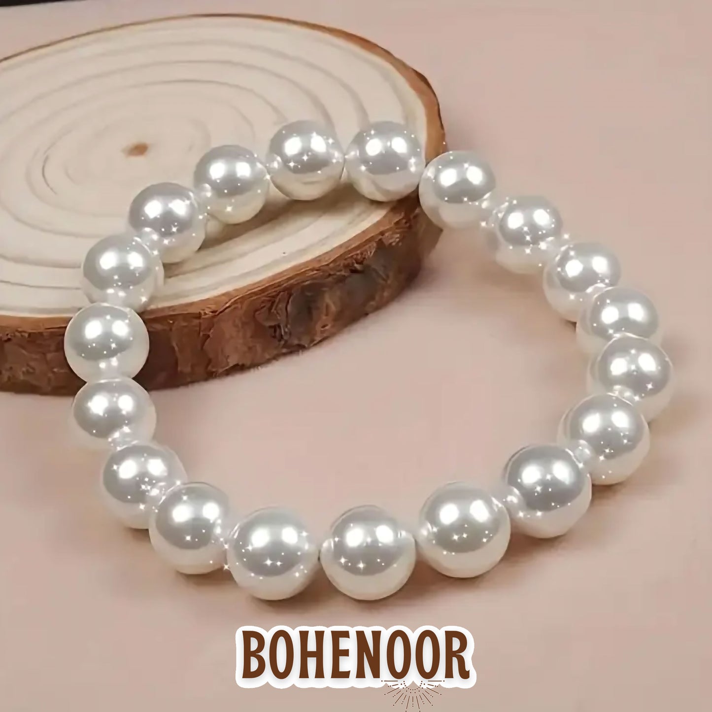 Off-White Glass Pearl Bracelet Set for Women & Girls