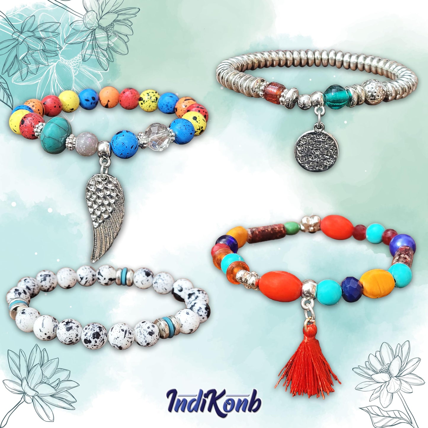 Bohemian Bracelet Set - Combo of 4 with Multicolor Beads
