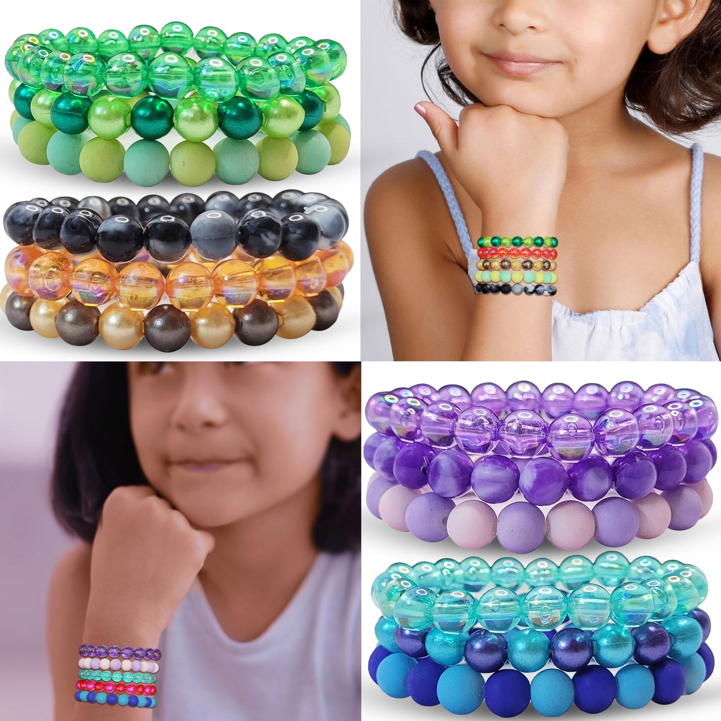 Kids Multicolor Elastic Stretchable Hand Bracelets Combo Set