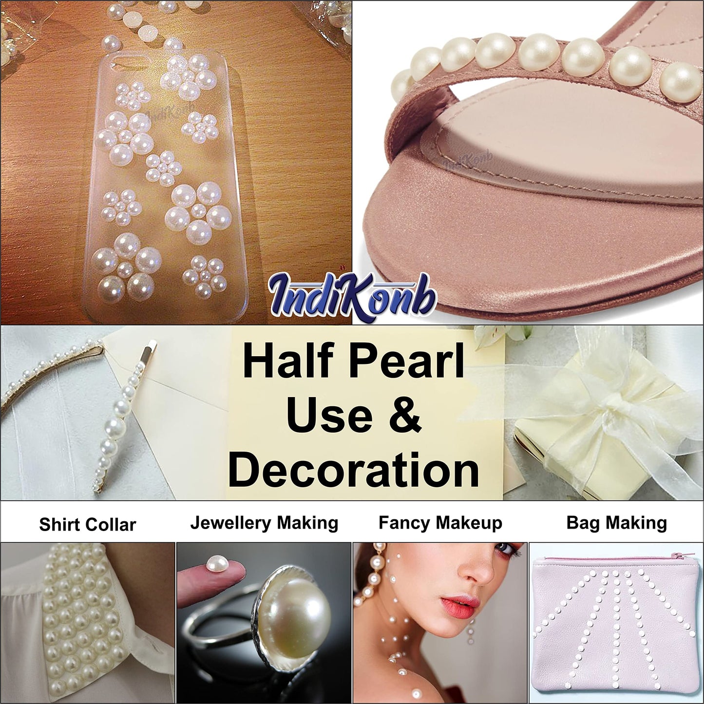 Cream Half Cut Acrylic Pearls for Jewelry & Craft Projects