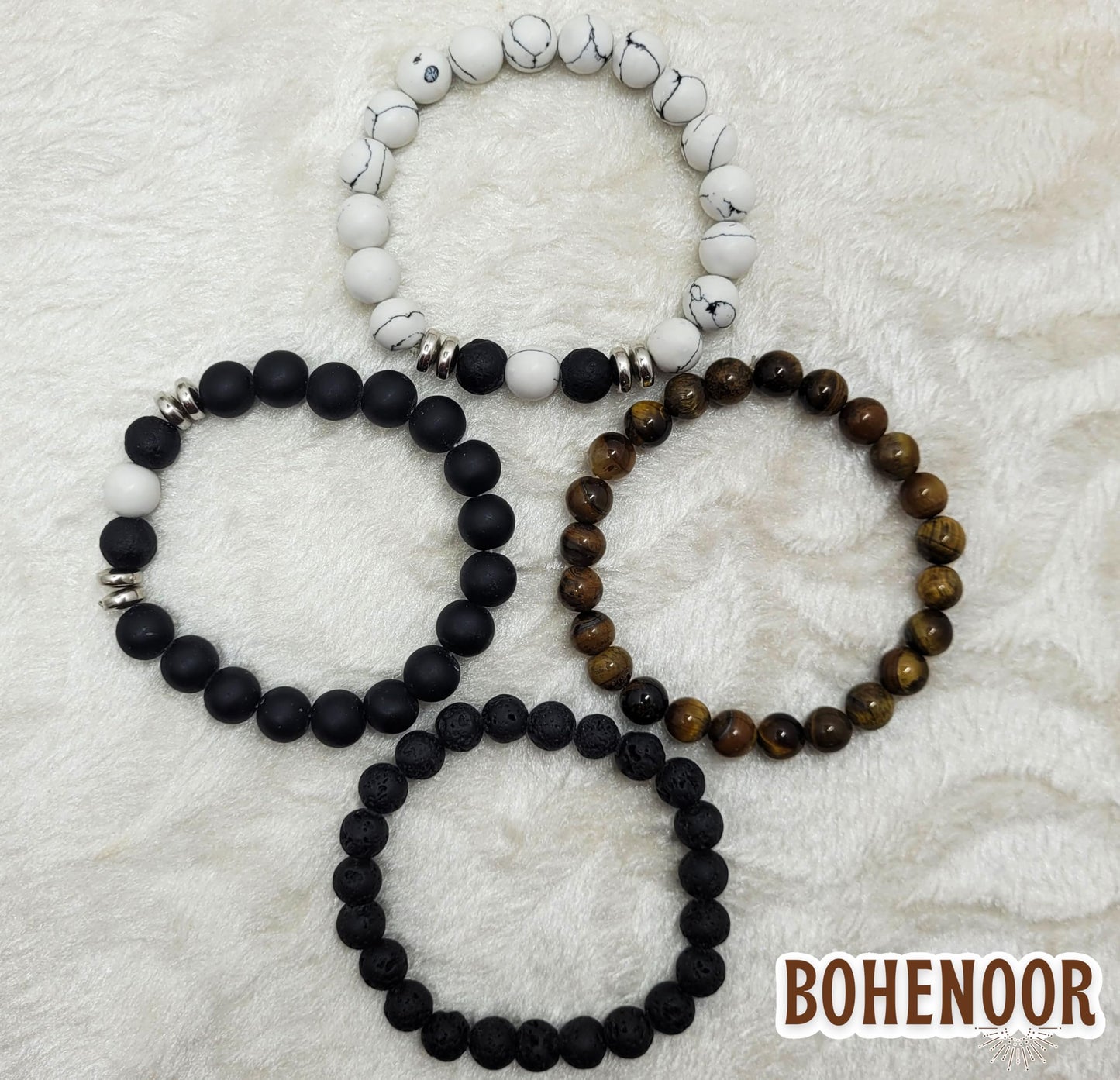Men's Natural Stone Beaded Bracelet Set