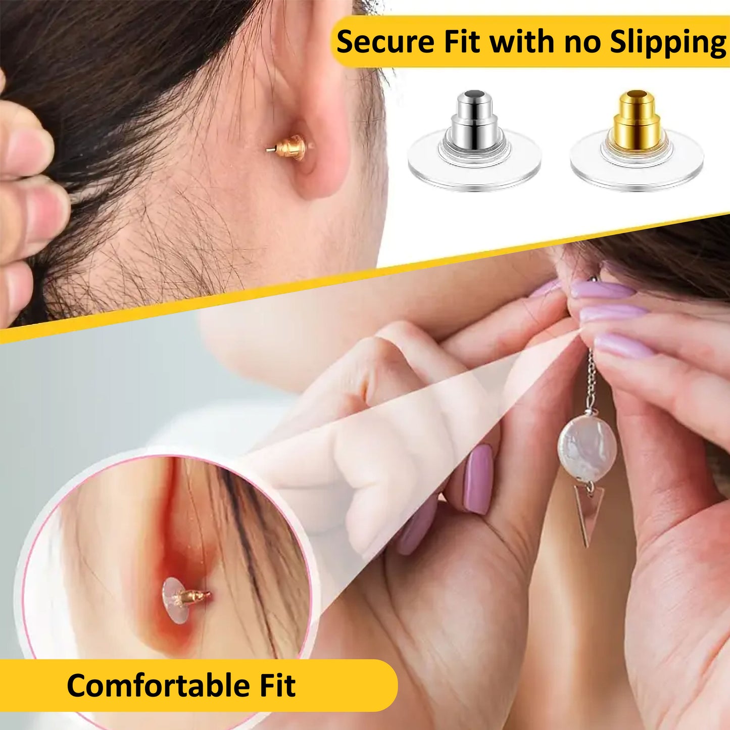 Earring Backs with Silicone Stoppers
