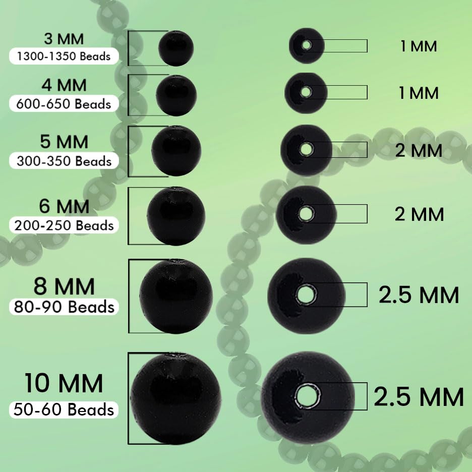 Black Pearl Acrylic Moti Beads with Gold and Silver Beads (3mm-10mm)