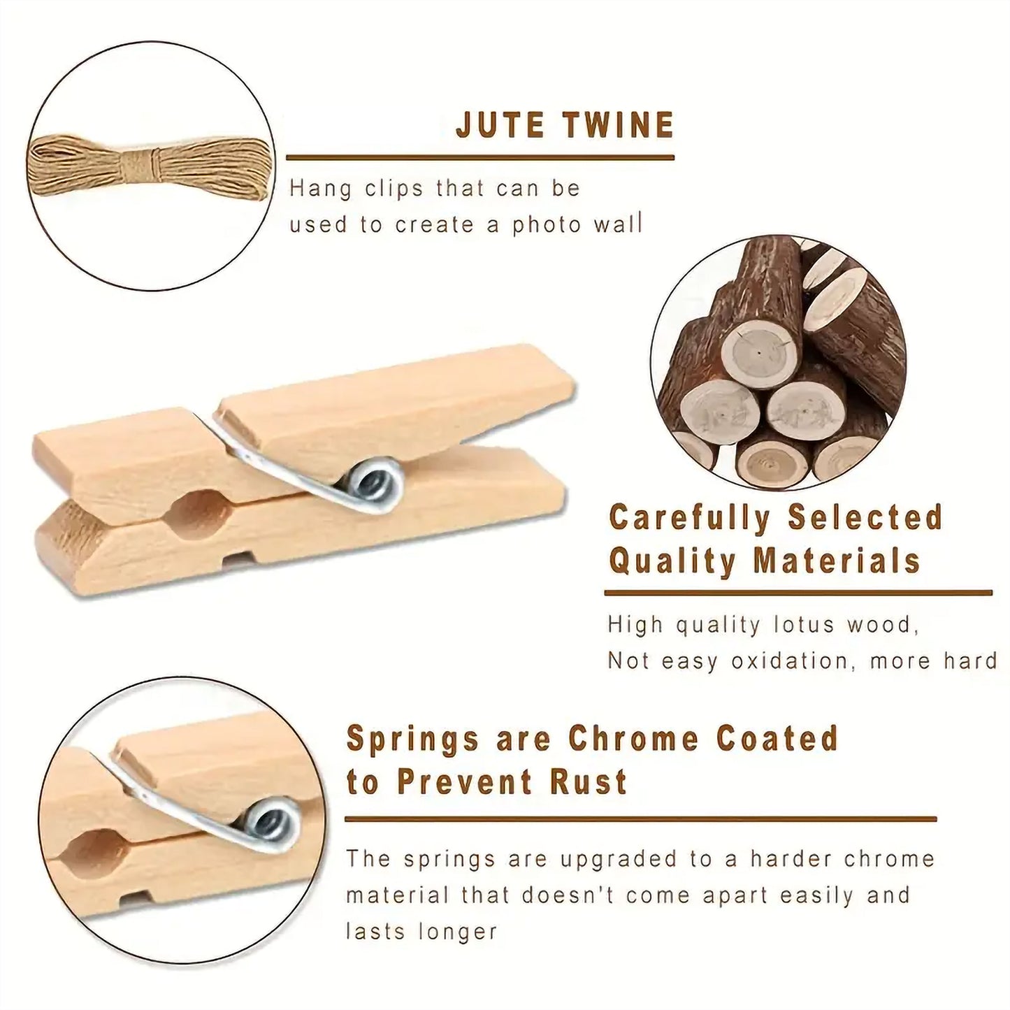 Mini Wooden Photo Clips