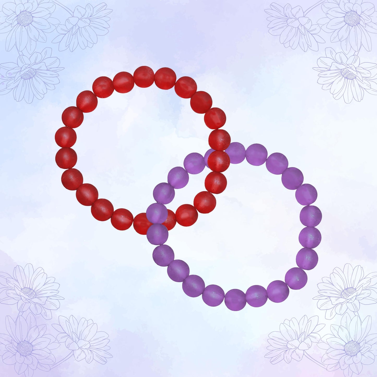 Rainbow Crackle Elastic Multicolor Beads Bracelet Set