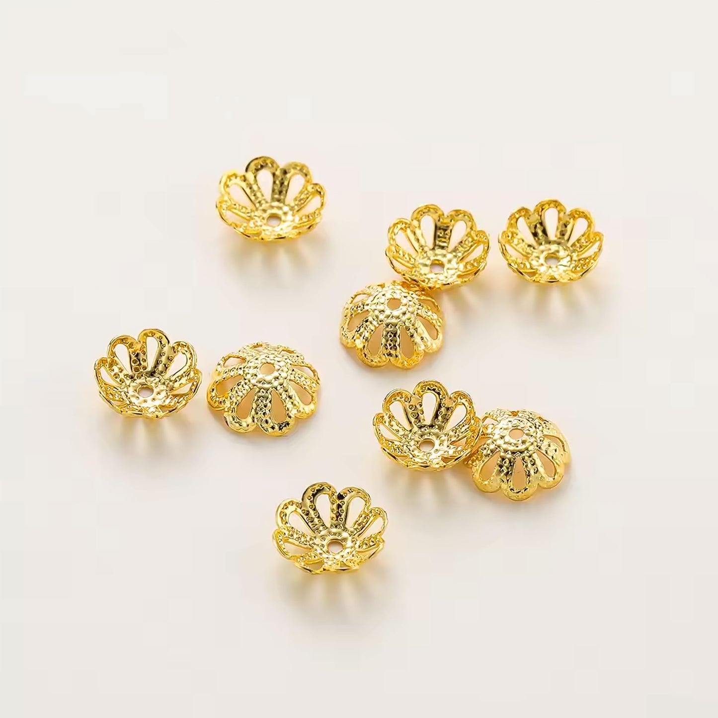Golden Bead Caps for Jewellery Making, Assorted Metal Flower image 4