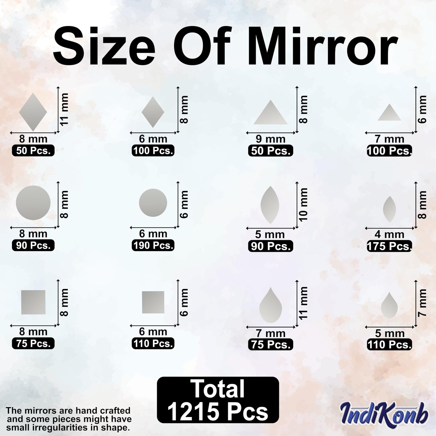 Craft Mirrors Set with Storage Box | 12 Shapes Glass Pieces for Lippan Art, Crafts, and Jewelry Making
