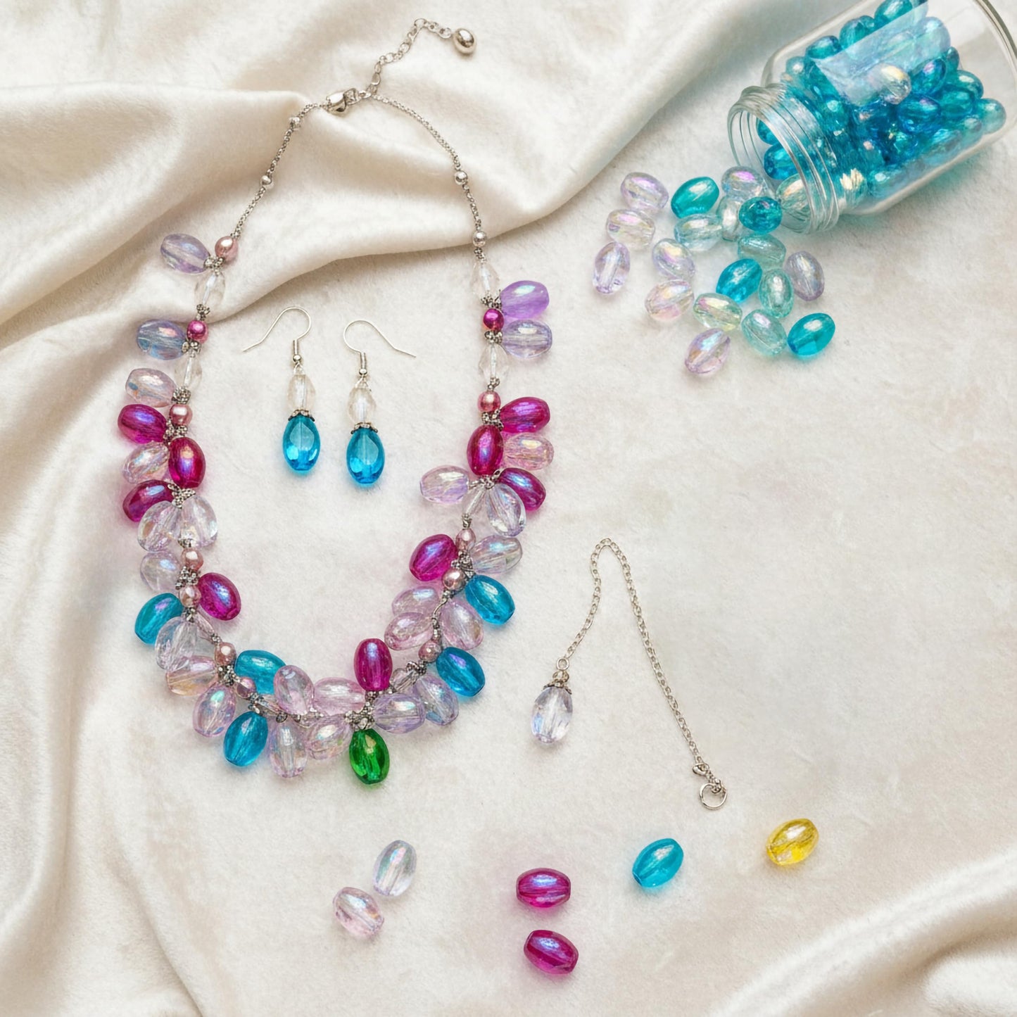 Rainbow Crystal Beads Set for Jewellery Making, 8x6mm Multicolour image 5
