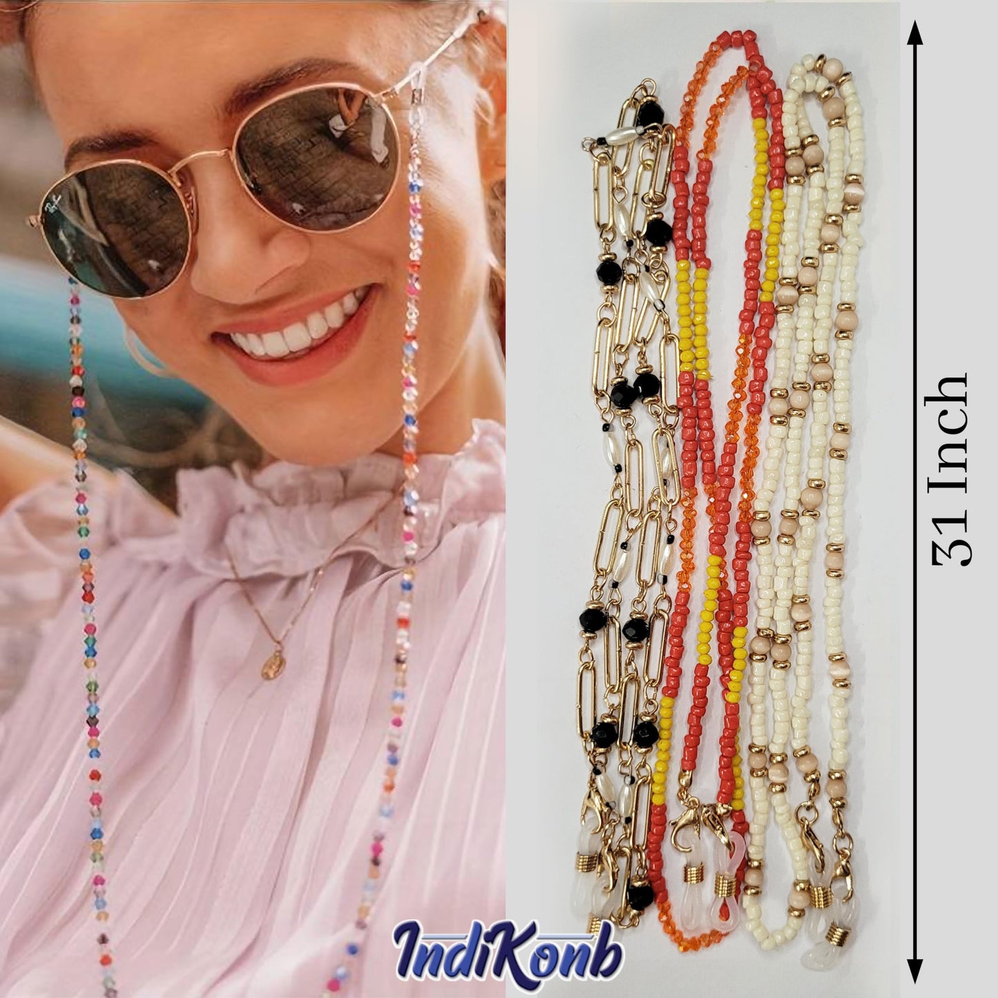 Bohemian Multicolour Beaded Eyeglasses Chain - Fashionable Spectacle Chain for Women