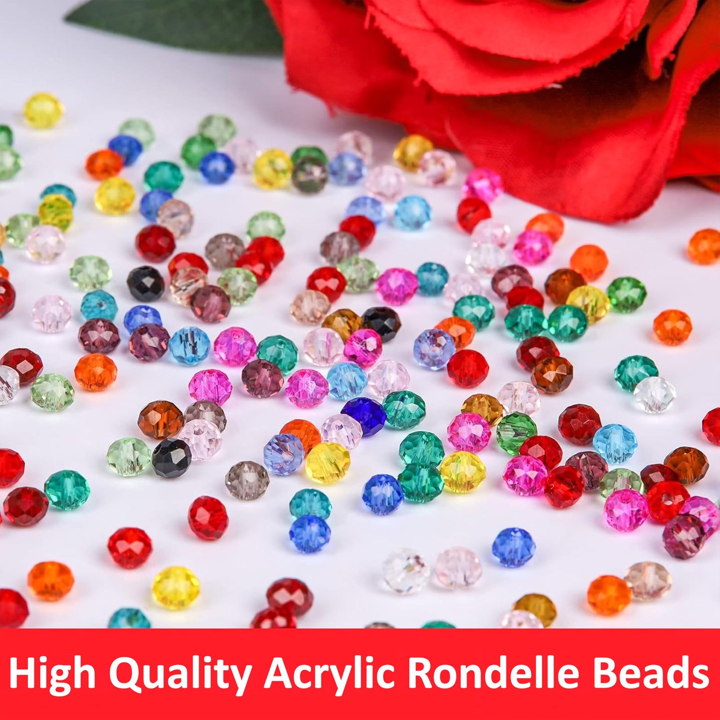 Crystal Beads for Jewellery Making, 3200 Pcs 4mm Tyre Shape 16-Colour image 5