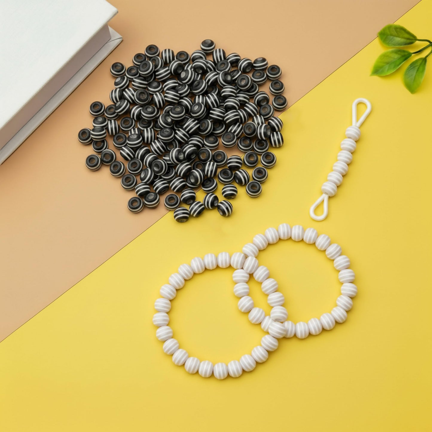 Round beads with light stripe texture for DIY crafts