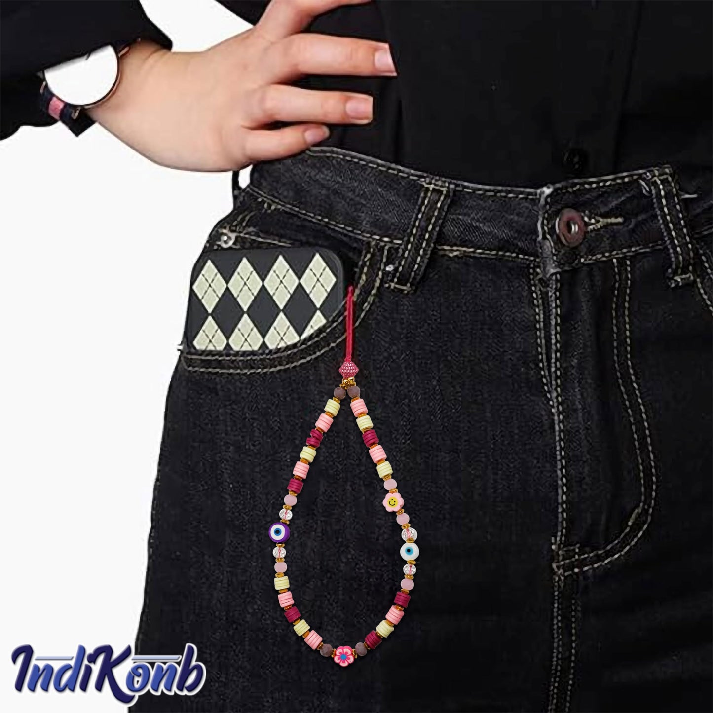 Beaded Phone Charm - Aesthetic Multicoloured Mobile Accessory