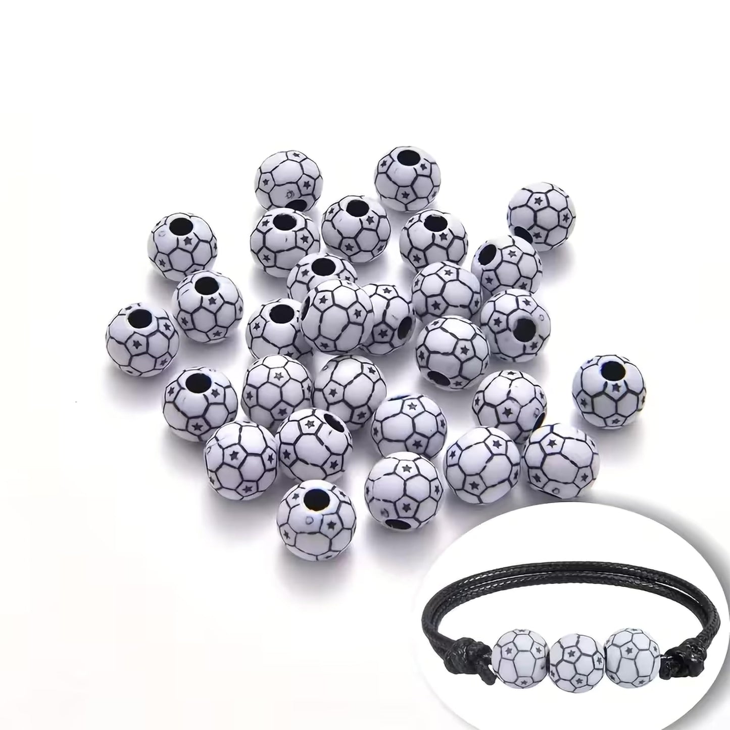 1. Classic soccer themed beads for DIY craft projects