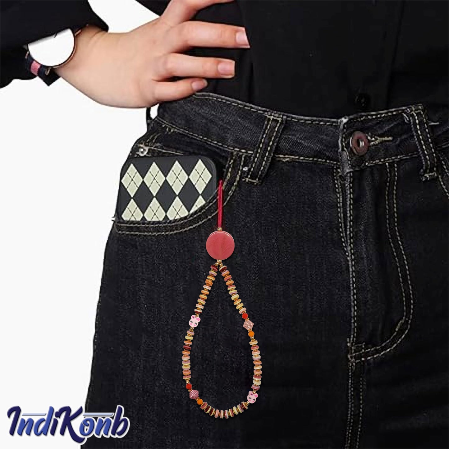 Beaded Phone Charm - Aesthetic Multicoloured Mobile Accessory