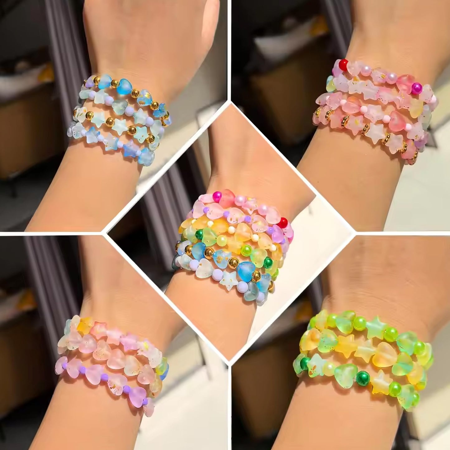 Add eye-catching detail to DIY jewelry and cute accessory projects using soft foil heart acrylic beads.