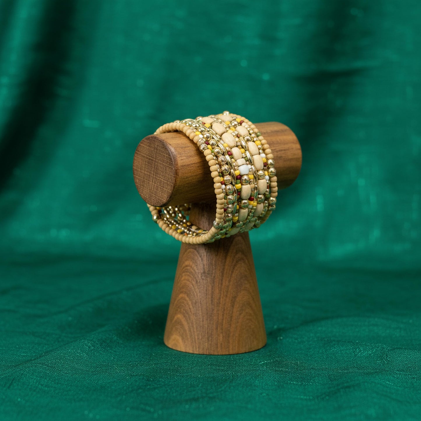 Elegant light brown cuff bracelet stacked bangle style