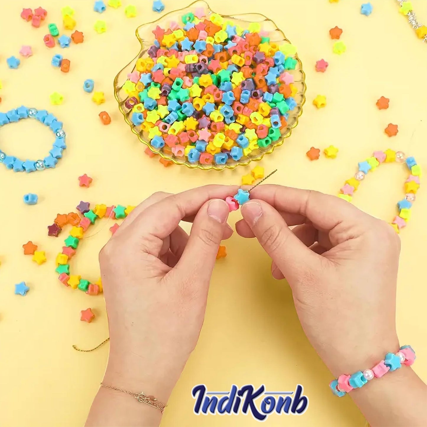 The look of multicolour and pastel plastic and thread beads suits beading craft, especially for neat craft texture, useful in handmade accessories and bracelet making.