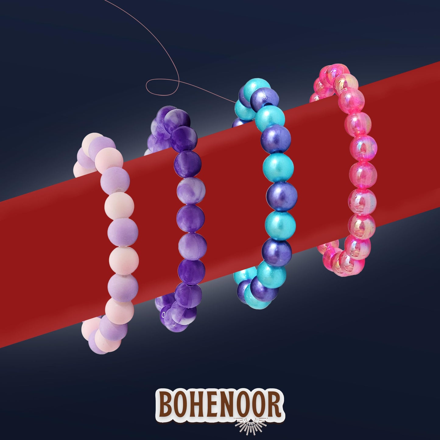 Kids Multicolor Elastic Stretchable Hand Bracelets Combo Set