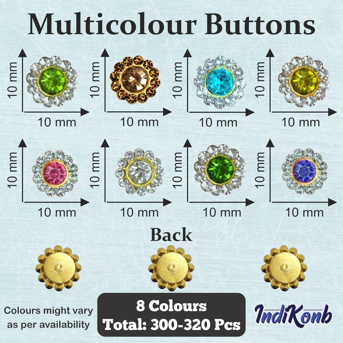 Lippan art and fabric decoration can be finished with multicolour 10mm rhinestones and flatback stones for decorative flatback shine to handmade projects.