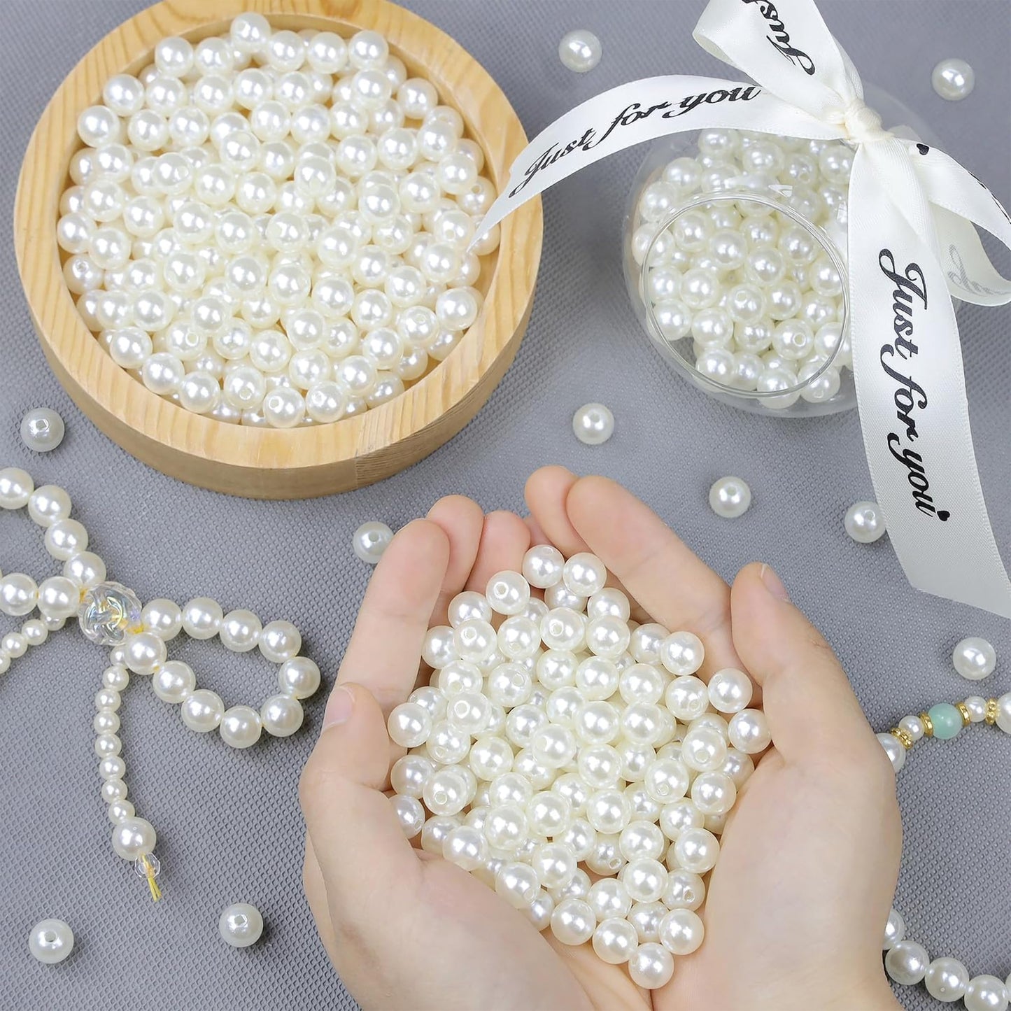 10mm White Pearl Beads for Jewellery Making Plastic Moti White 10MM image 3