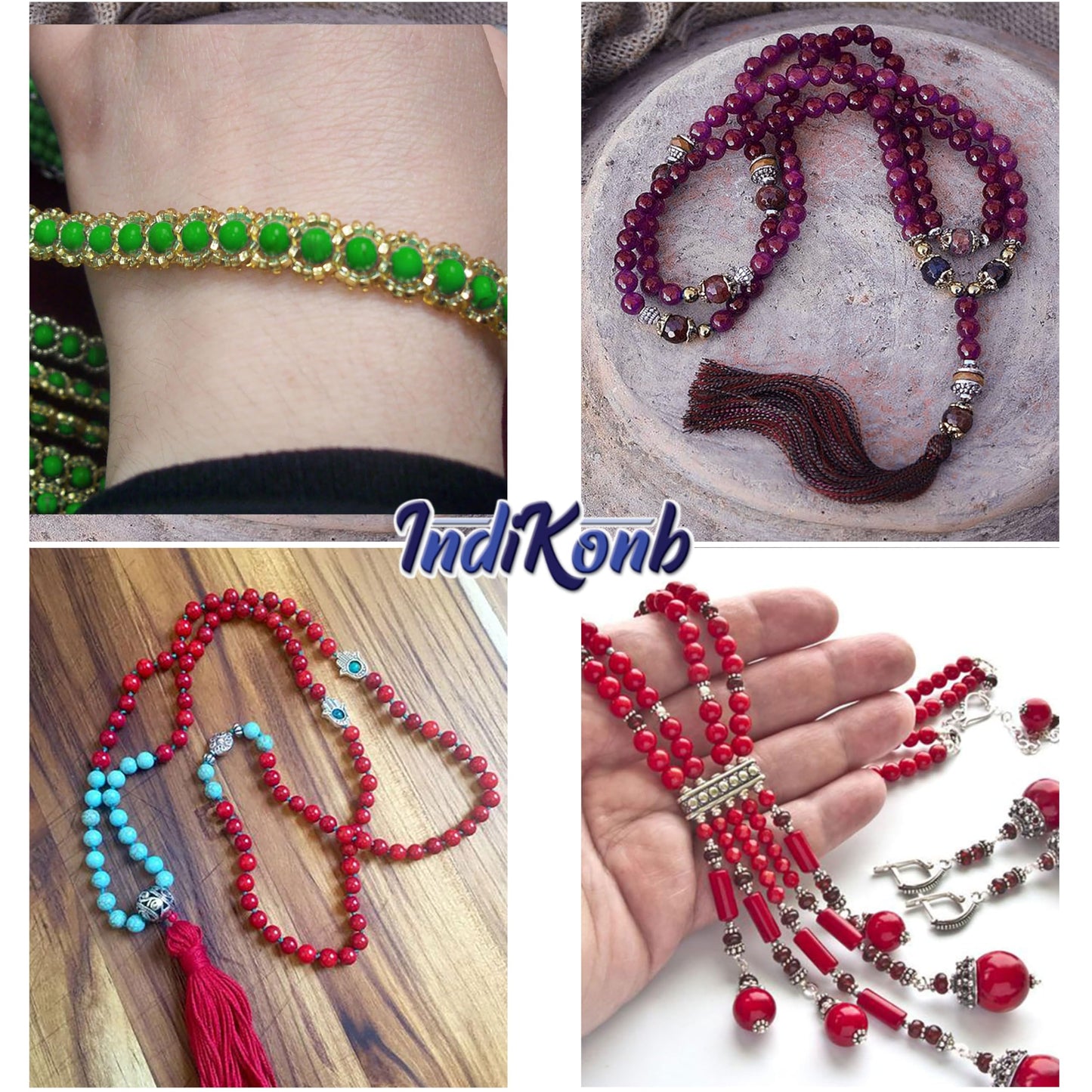 The neat decorative finish finish of 8mm and multicolour 8mm and 6mm beads works nicely in DIY jewellery projects, beading craft and decorative craft finishing.