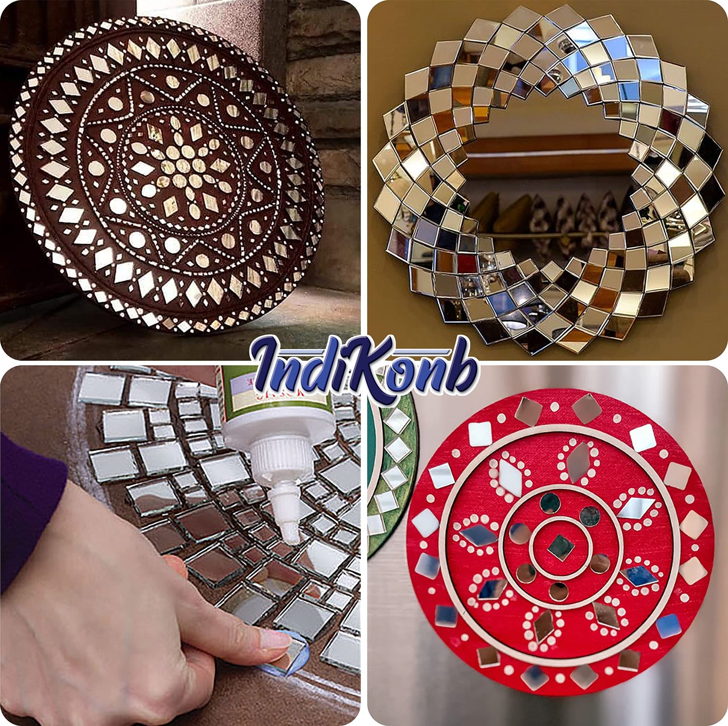 Silver glass and mirror Lippan art glass pieces help shape a polished result for mirror work, wall décor and decorative craft finishing with mirror detail.