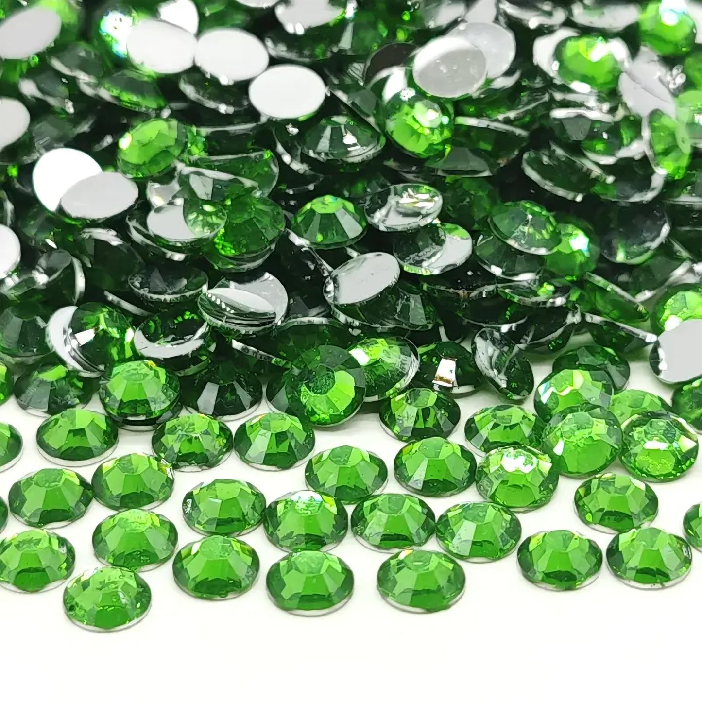 Light Green 5MM Round Resin Rhinestones for Craft Embroidery Jewelry Making Glass. Main product image showing the full assortment for jewelry making and craft