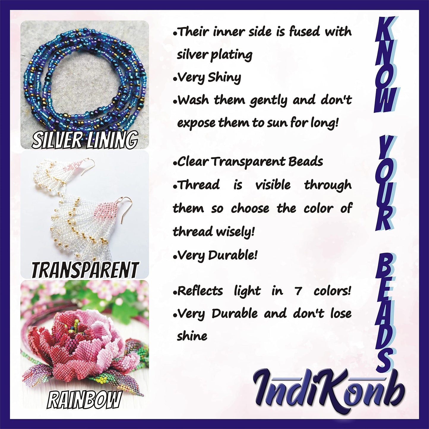 Rainbow and multicolour 4 mm - 6 0 beads help add colour and texture to bracelet making, necklace making and DIY jewellery projects.