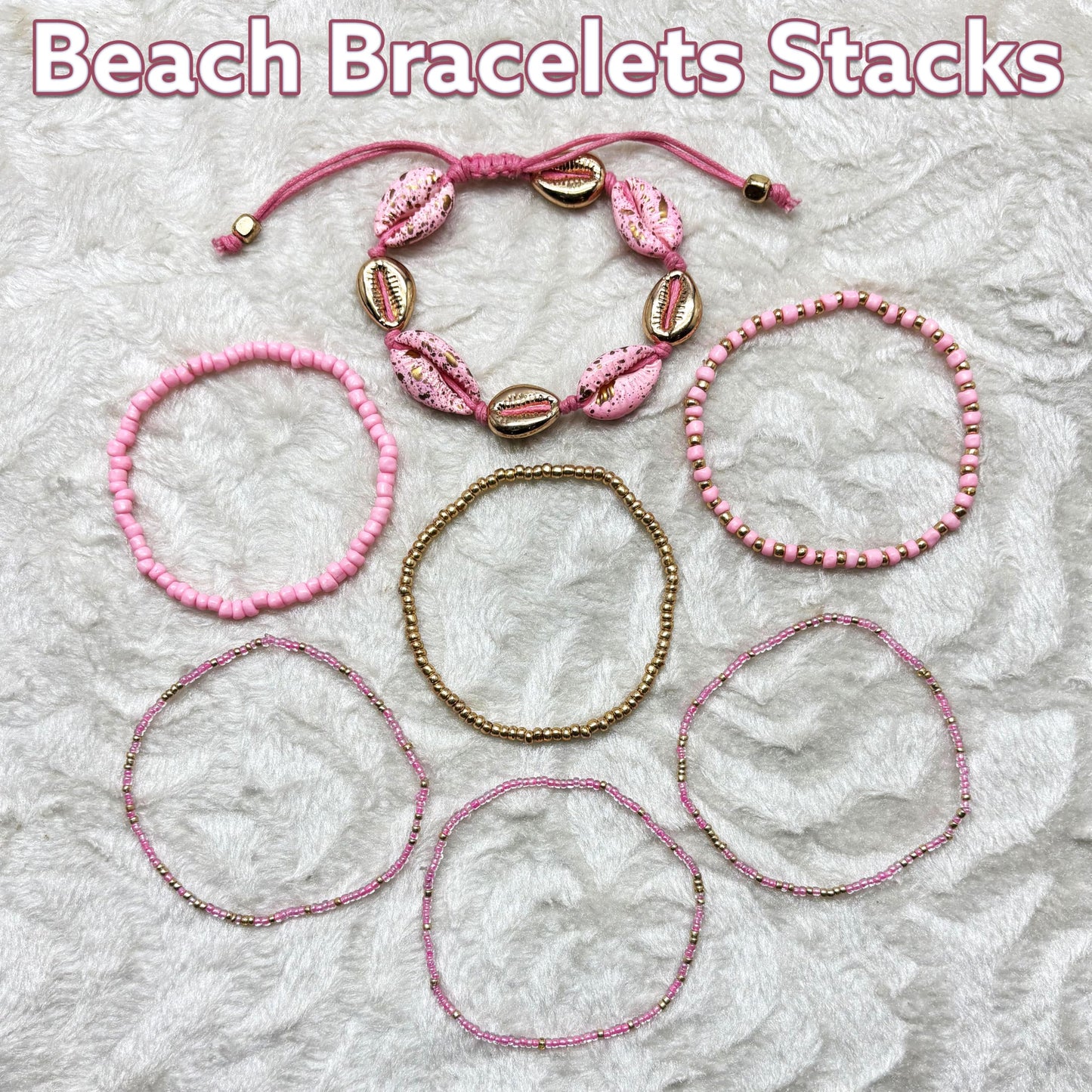 Pink Bohemian Layered Bracelet Stack for Women, Shell image 5