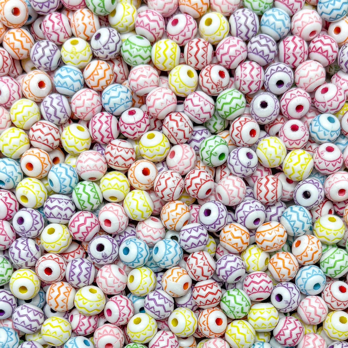 Jewelry making beads with multicolor geometric pattern