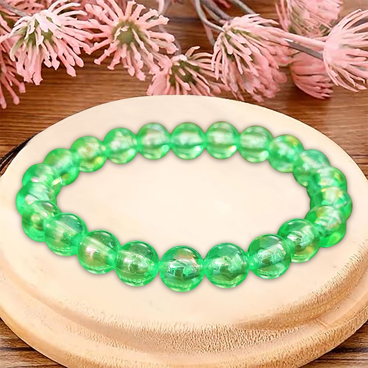 Rainbow Pearl Bracelet for Women and Girls - 6 Inch - 8mm beads