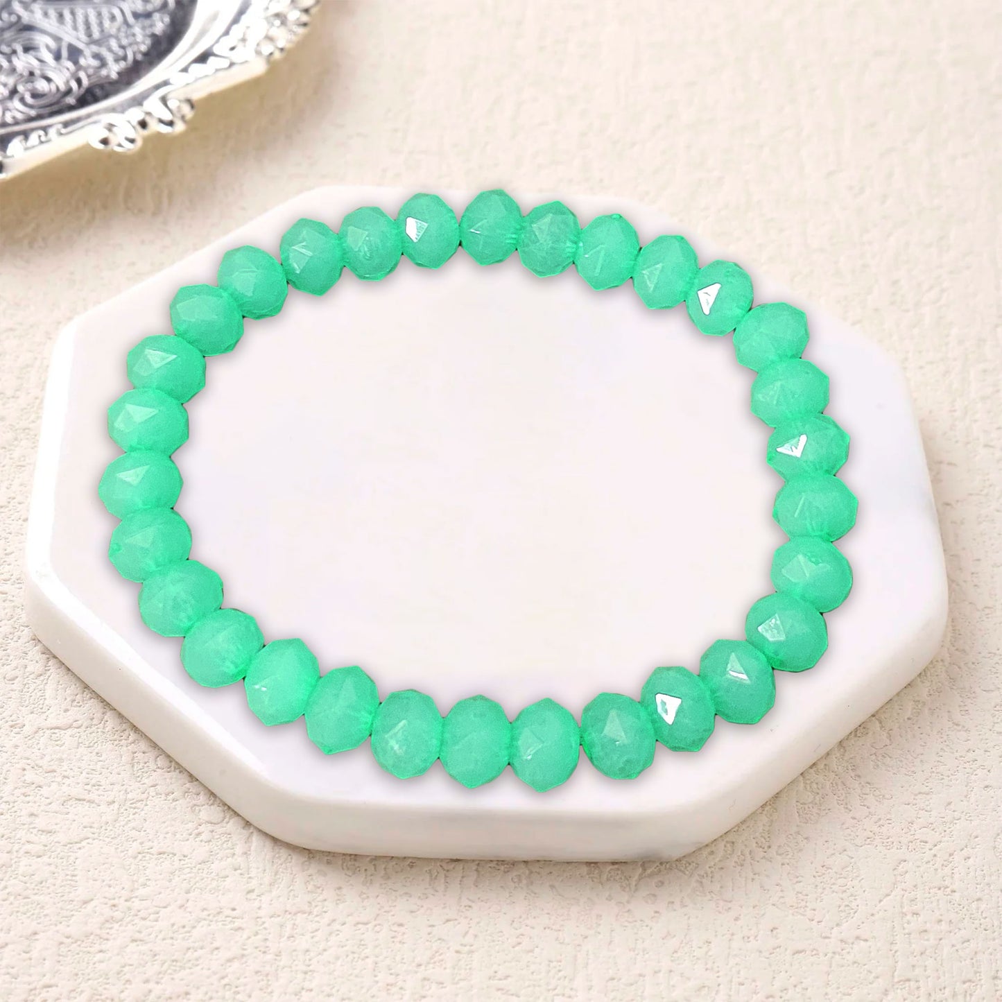 Rondelle Bracelet for Women and Girls - Opaque Theme - Size : 6inch - 8mm Beads