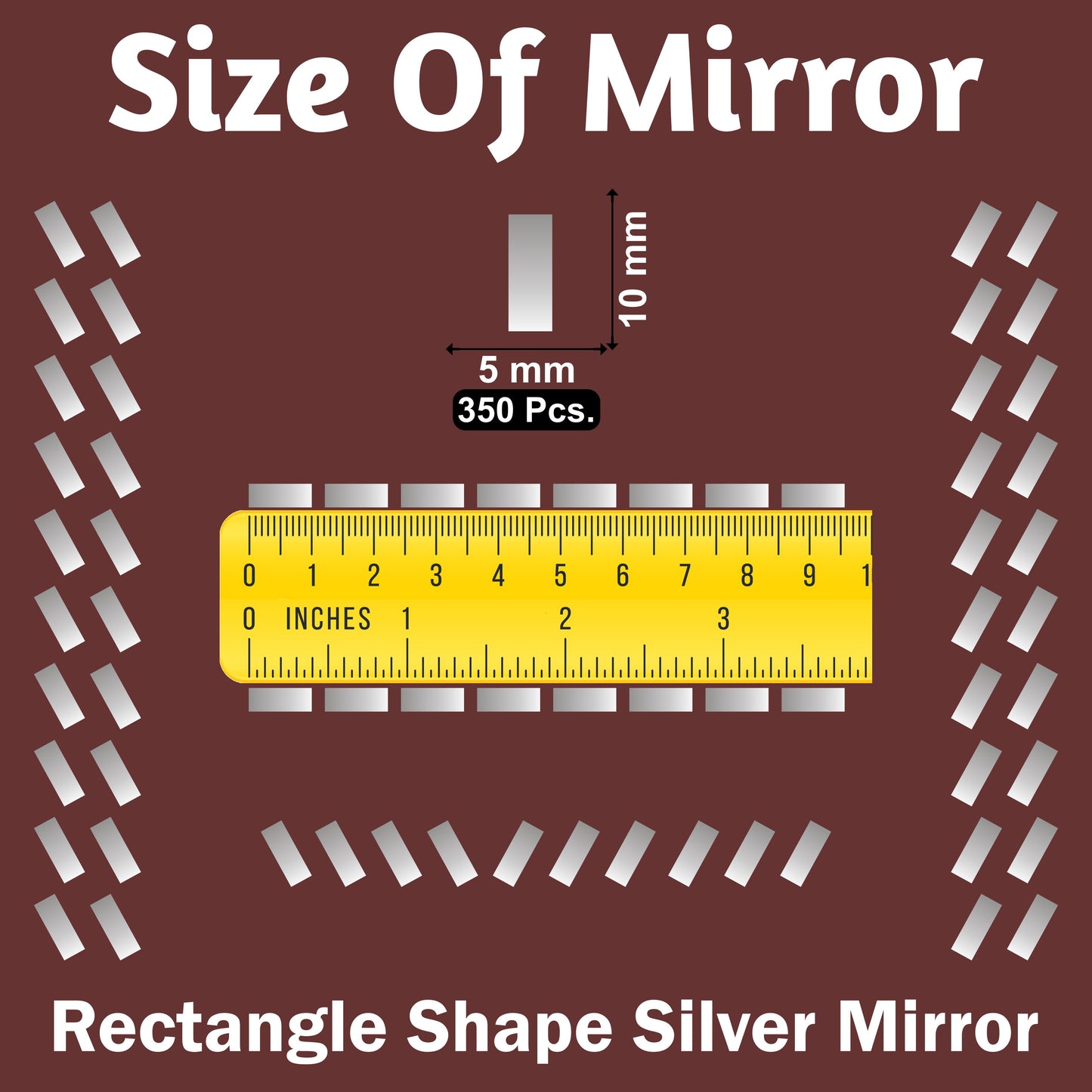 Silver Glass Pieces for Crafts & Lippan Art (Rectangle)
