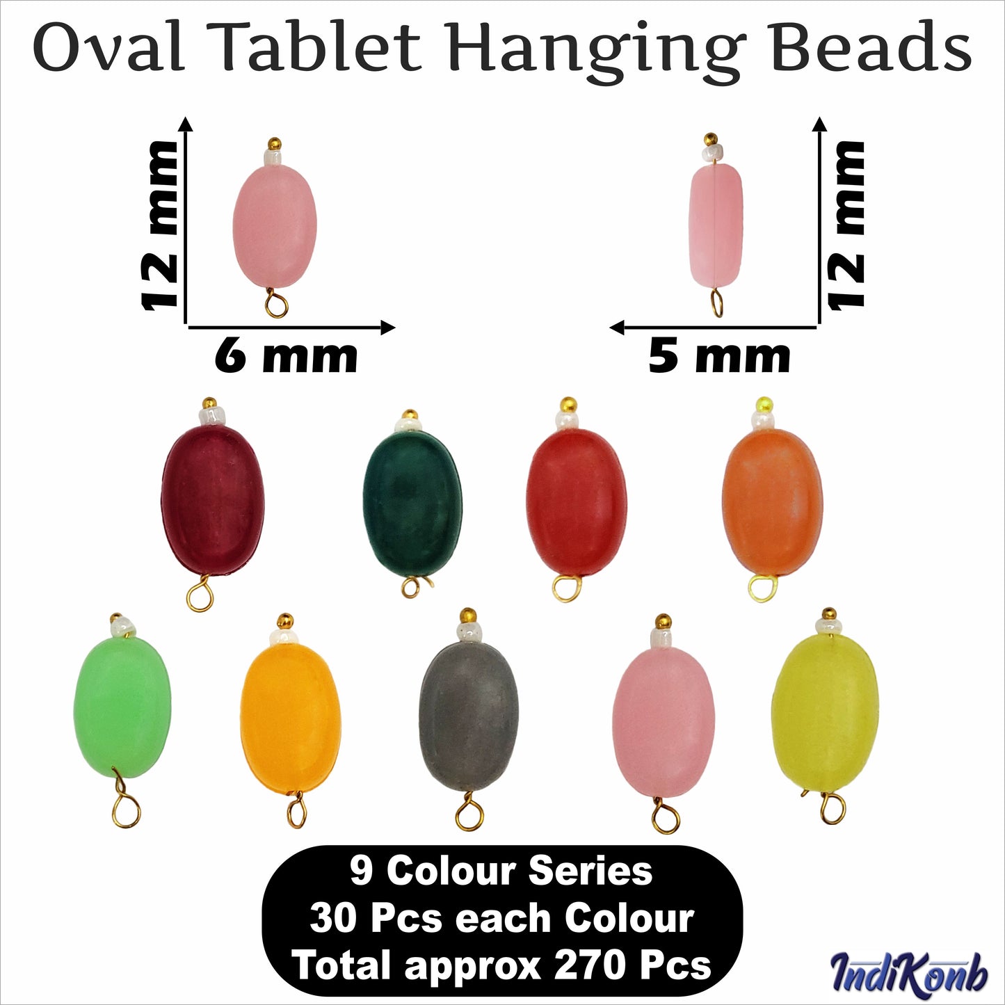Oval Plastic Hanging Beads Set - Multicolor