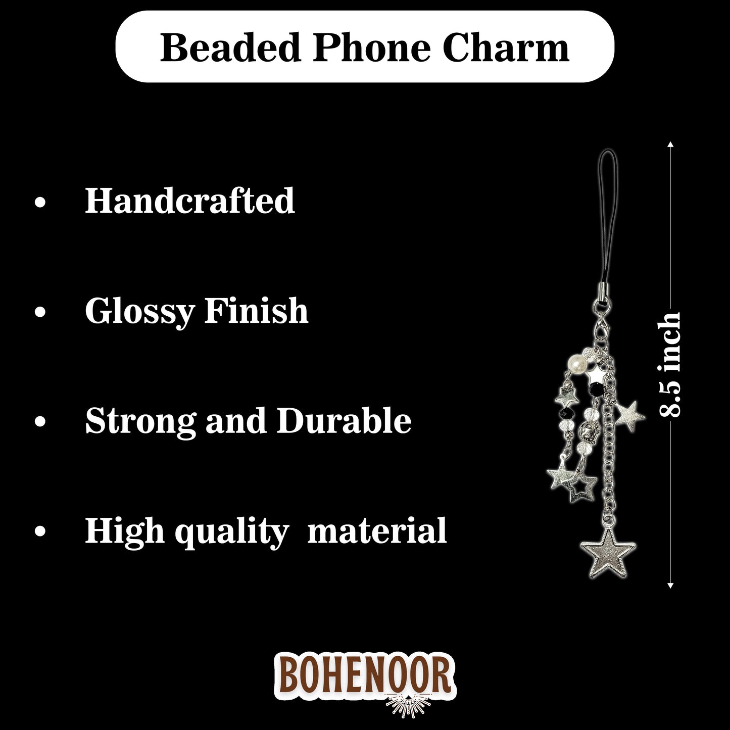 Stylish Beaded Phone Charm - Crystal Beads and Pearls