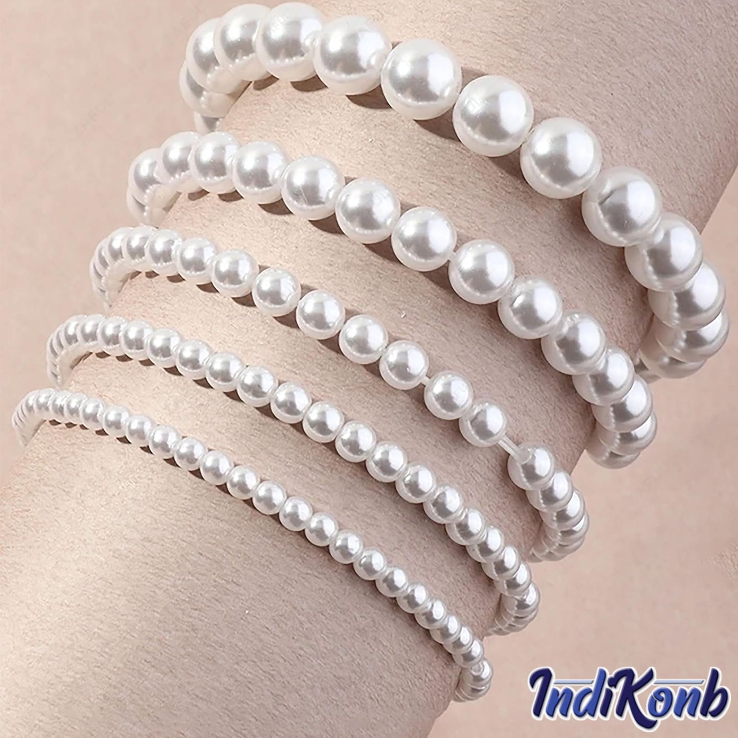 Faux Pearls Off-White Bracelet Set - 1 Set